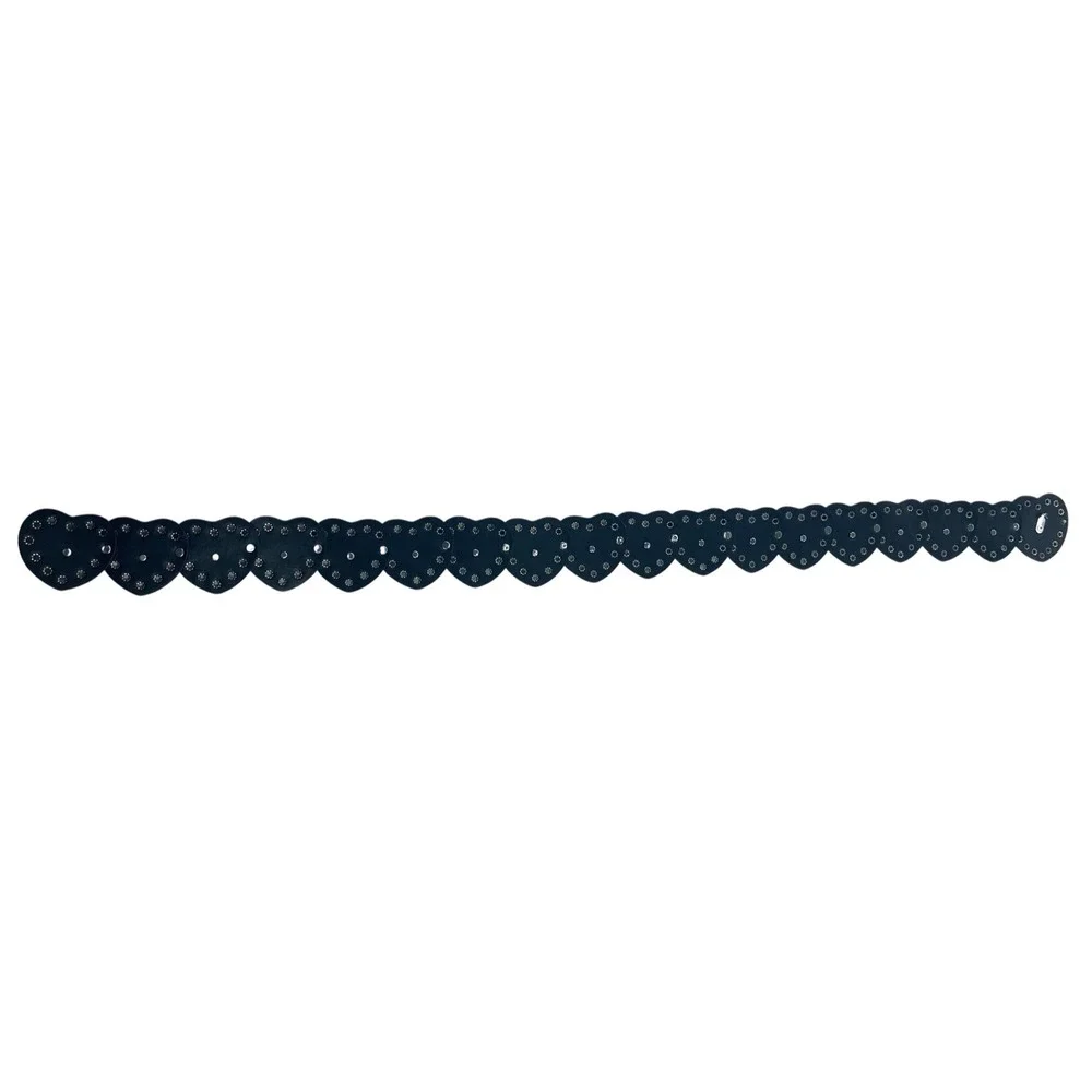 Black Heart Concho Belt Womens Western Boho Silver Grommet Festival 44 Inch